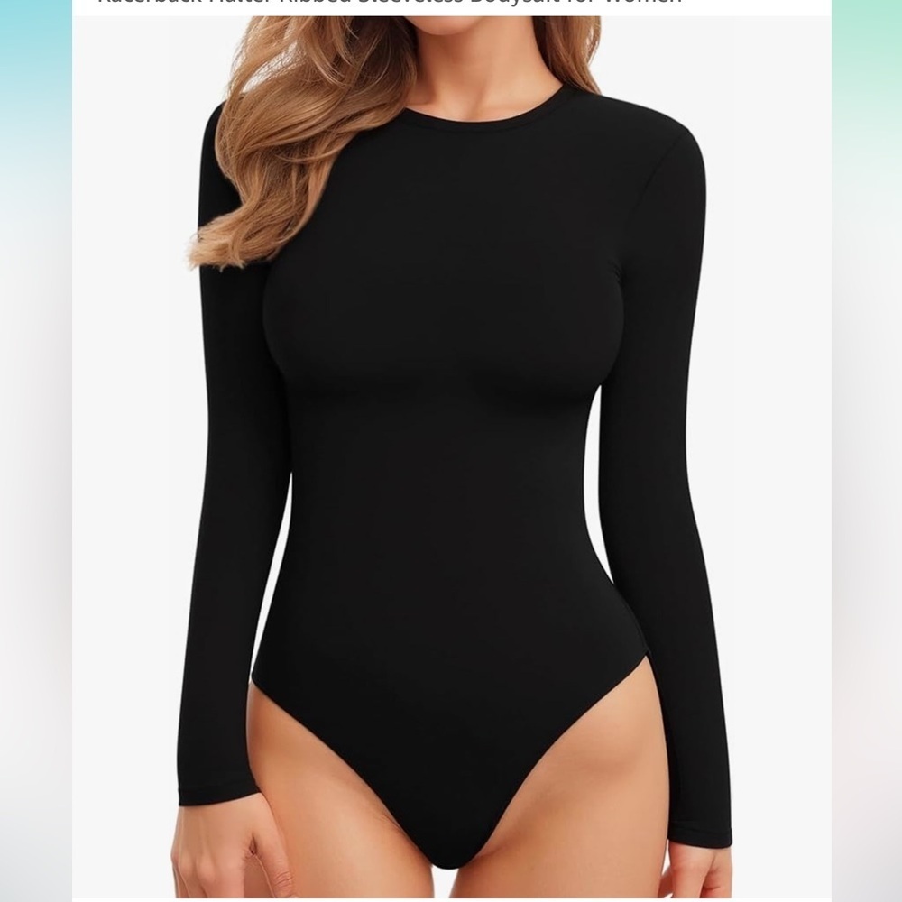 Black Fitted Crew Neck Bodysuit size XS